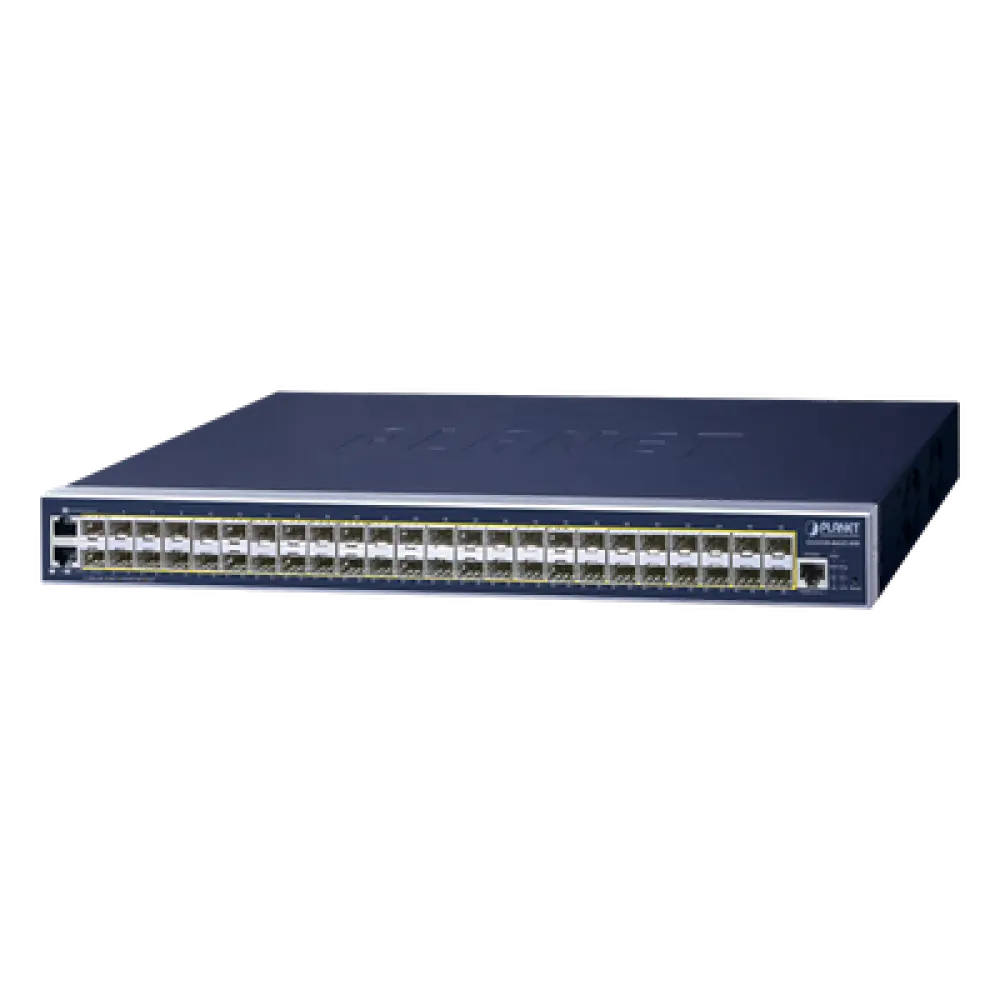 Switch Administrable L3 / 48 Puertos SFP 100/1000 Mbps / 4 Puertos SFP+ 10G / Enrutamiento IP / 176 Gbps