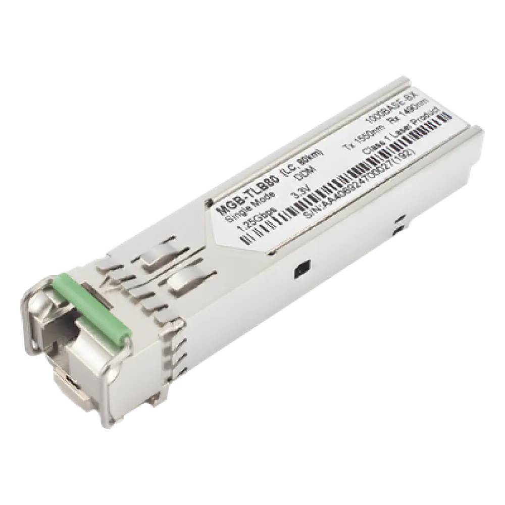 Transceptor SFP Industrial / 1000BASE-BX / WDM 80 km / TX 1550 nm / RX 1490 nm / LC/UPC Simplex / -40~85 °C