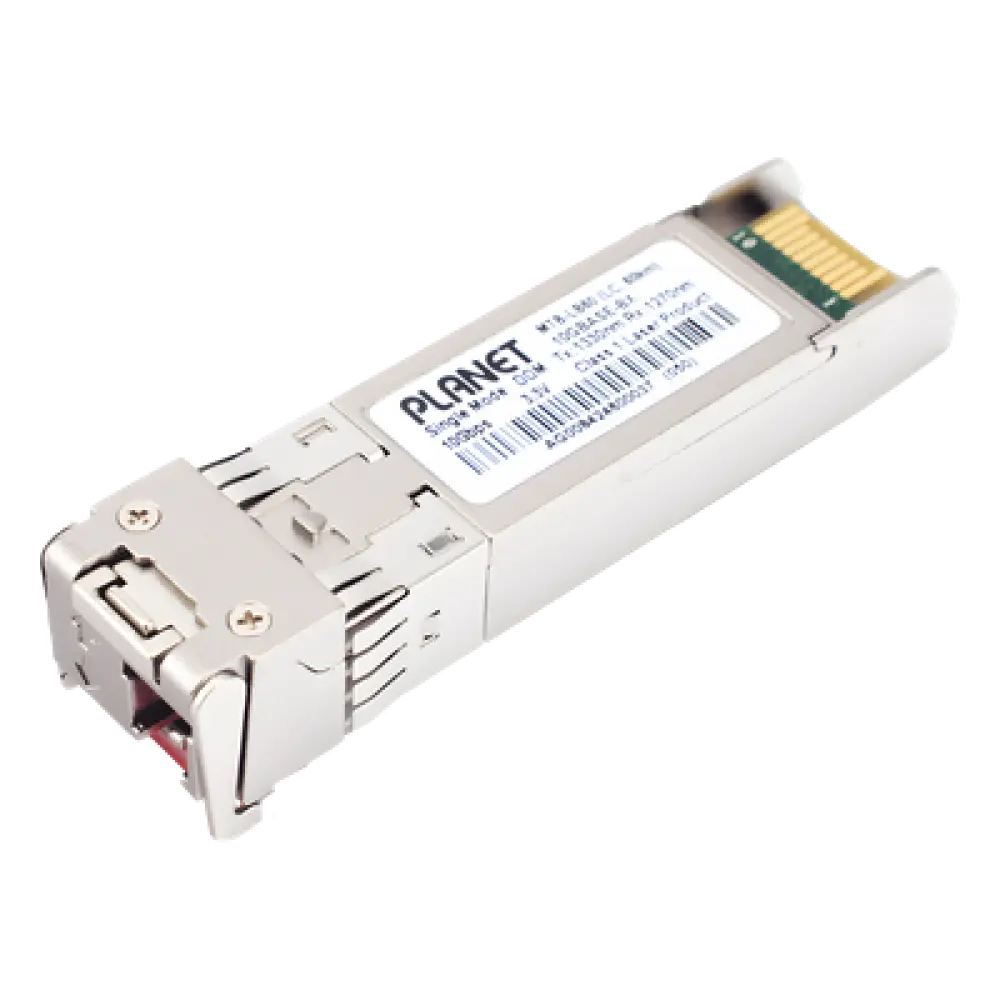Transceptor WDM SFP+ / 10G LC / Fibra Monomodo 60 km (37 mi) / Hot-Swappable / 0°C a 60°C