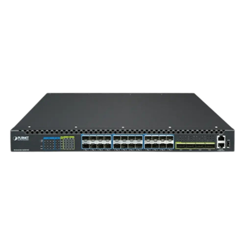 Switch Gestionado Capa 3 / Puertos 100G QSFP28 / 25G SFP28 / 10G SFP+ / Conmutación Non-Blocking 1520 Gbps / Apilado 10 Unidades / ERPS G.8032 / Fuente Redundante Hot-Swap