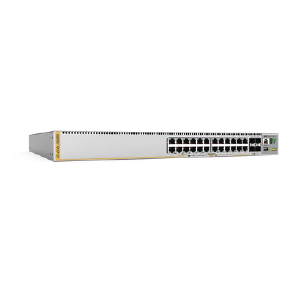 Switch / Capa 3 / 24 puertos Gbps / 4 puertos SFP+ 10G / PoE+ 740W / Stacking 8 unidades / Doble PSU redundante
