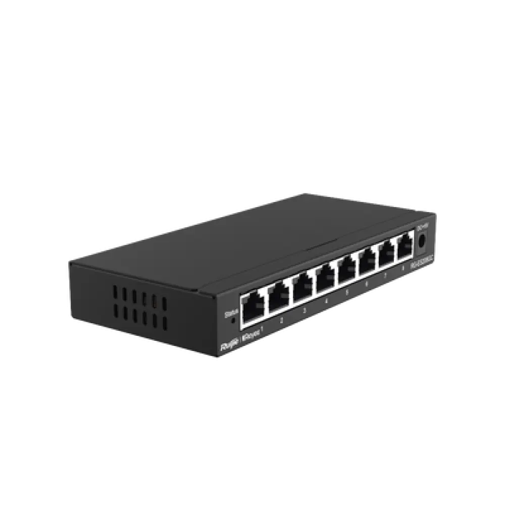 Switch Administrable Gigabit / 8 Puertos 10/100/1000BASE-T / Capa 2 / Switching 16 Gbps / Forwarding 11.9 Mpps / Modo CCTV 250 m (820 ft) / Fanless