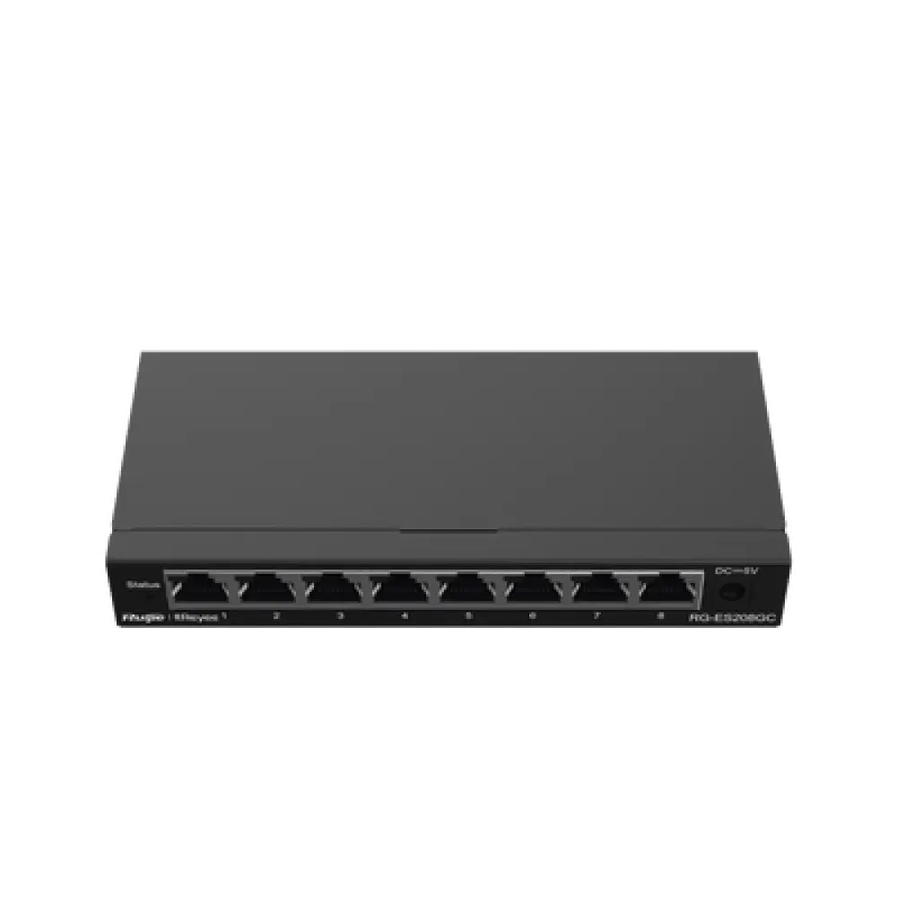 Switch Administrable Gigabit / 8 Puertos 10/100/1000BASE-T / Capa 2 / Switching 16 Gbps / Forwarding 11.9 Mpps / Modo CCTV 250 m (820 ft) / Fanless
