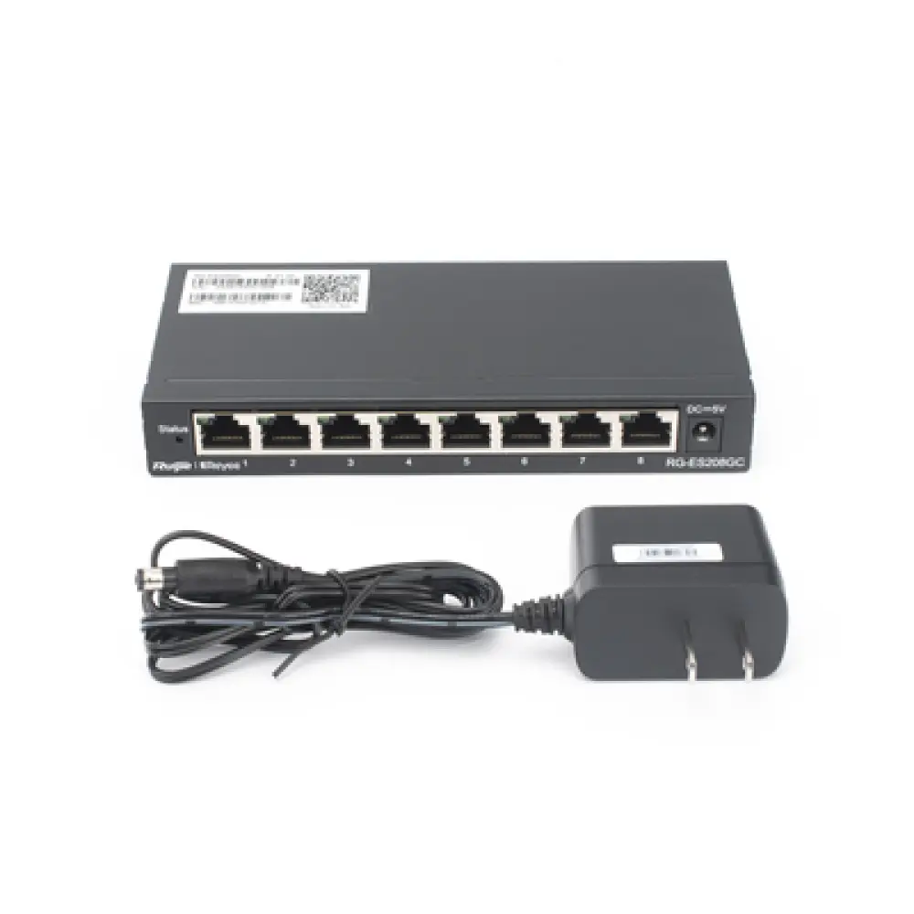 Switch Administrable Gigabit / 8 Puertos 10/100/1000BASE-T / Capa 2 / Switching 16 Gbps / Forwarding 11.9 Mpps / Modo CCTV 250 m (820 ft) / Fanless