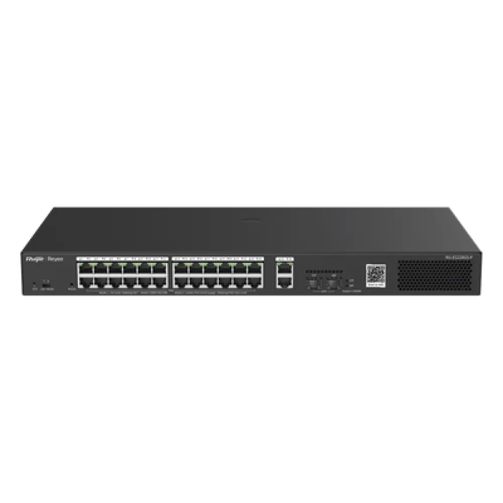 Switch PoE+ Smart / 24 Puertos Gigabit / 370W / 2 SFP 1Gb / 56 Gbps / 41.66 Mpps