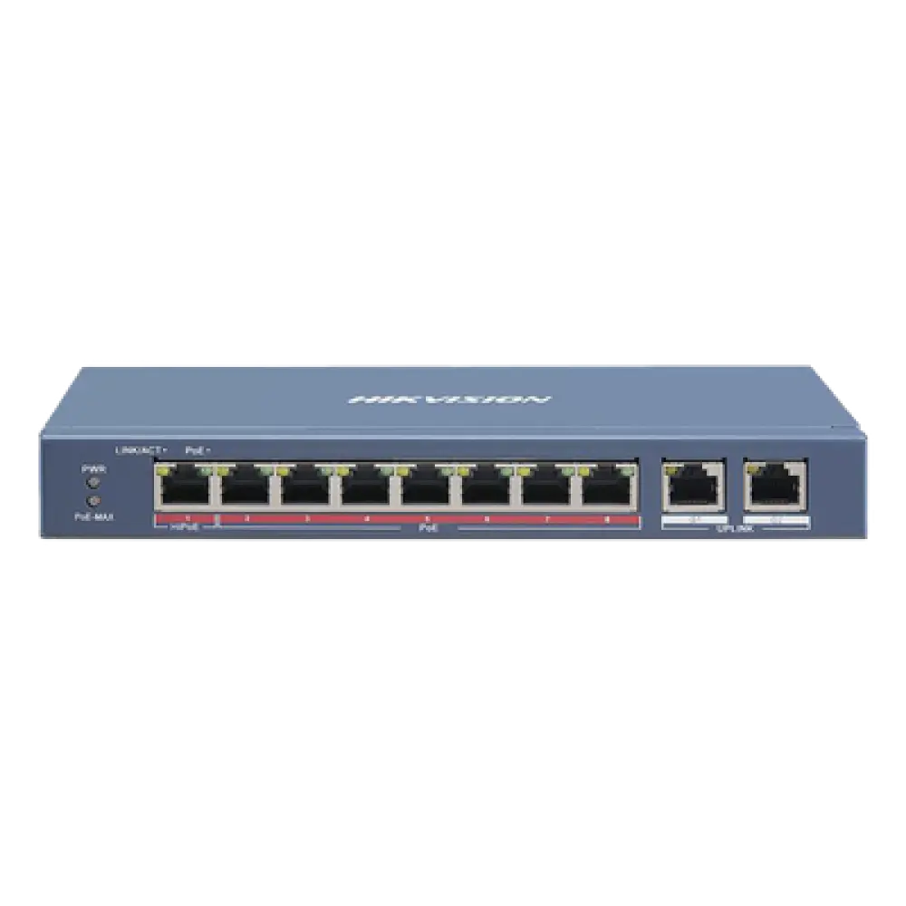 Switch PoE+ / 7 Puertos 10/100 Mbps 30 W / 1 Puerto Hi-PoE 90 W / 2 Uplink Gigabit / Extensión 300 m (984.3 ft) / 110 W