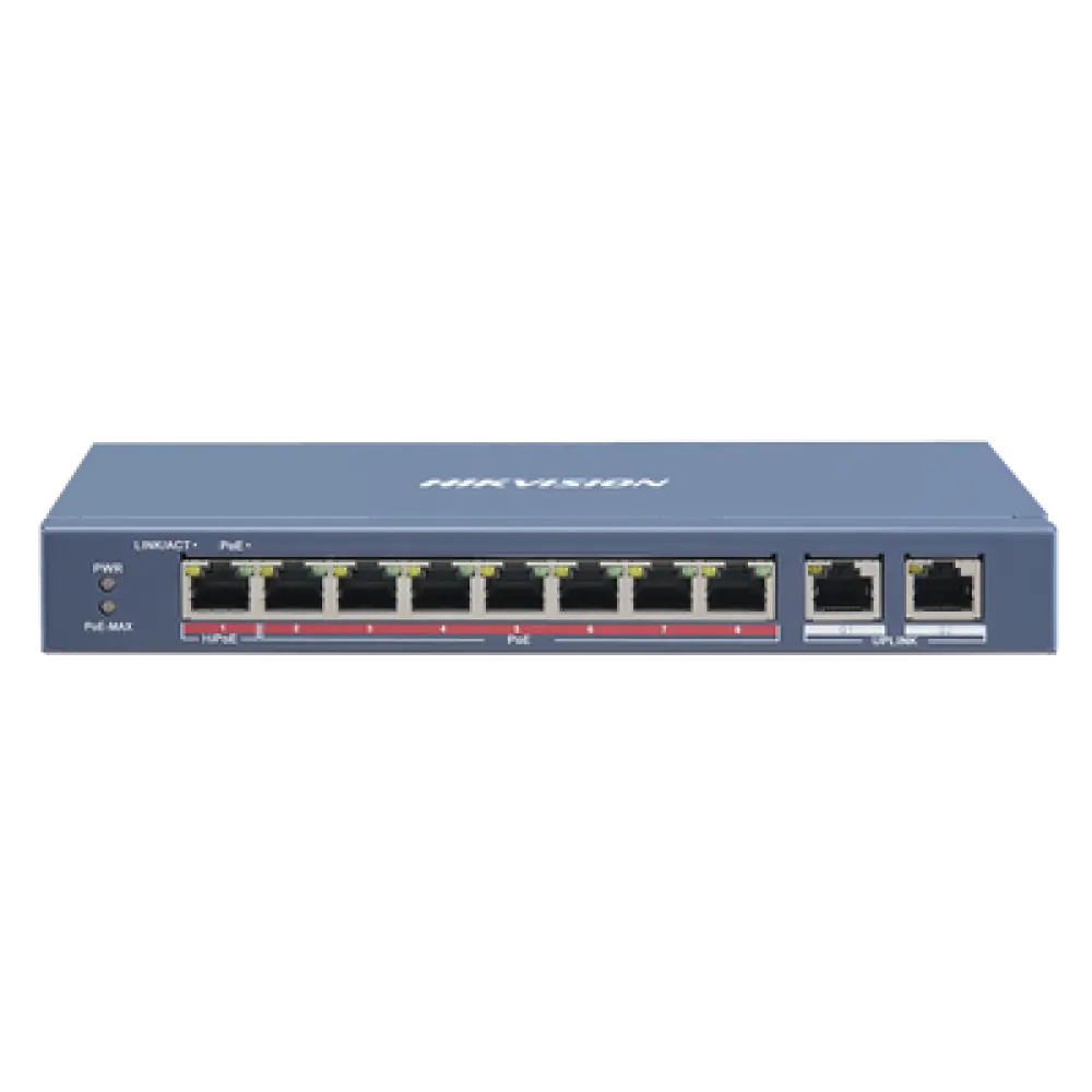 Switch PoE+ / 7 Puertos 10/100 Mbps 30 W / 1 Puerto Hi-PoE 90 W / 2 Uplink Gigabit / Extensión 300 m (984.3 ft) / 110 W