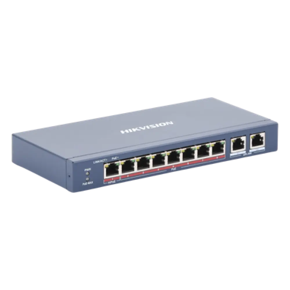Switch PoE+ / 7 Puertos 10/100 Mbps 30 W / 1 Puerto Hi-PoE 90 W / 2 Uplink Gigabit / Extensión 300 m (984.3 ft) / 110 W