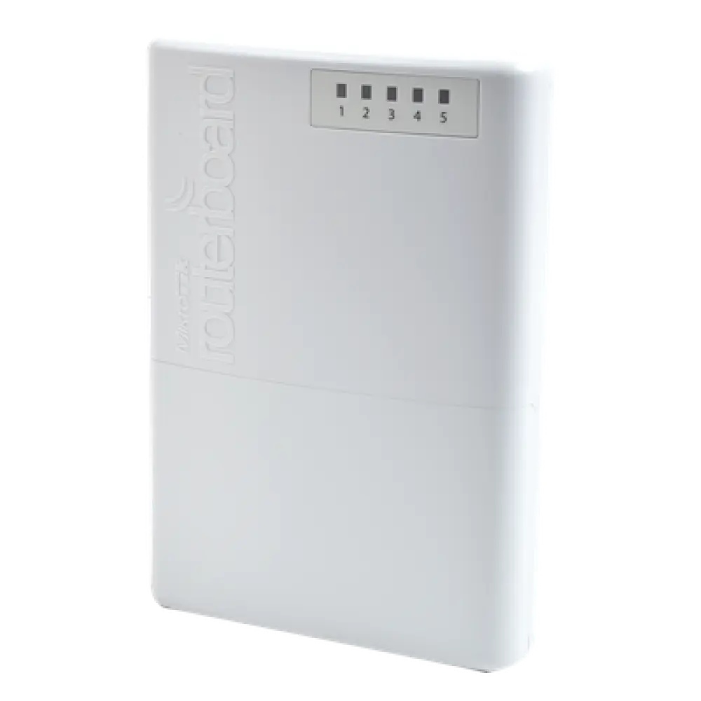 Router exterior / 5 puertos Fast Ethernet blindados / PoE pasivo 4 puertos / IP66 / CPU 650 MHz / RouterOS Nivel 4
