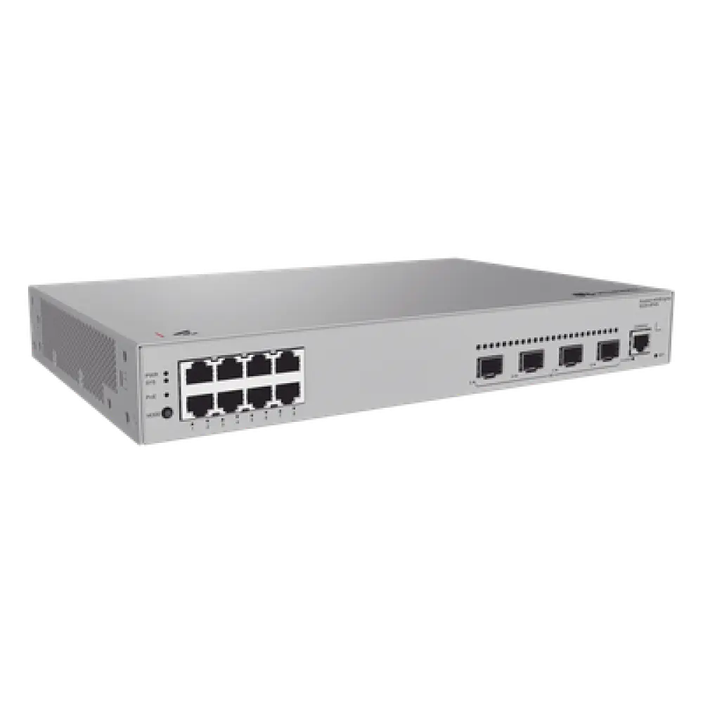 Switch Administrable Capa 2 / 8 Puertos PoE+ Gigabit / 4 SFP Uplink / PoE Perpetuo / 125 W / 18 Mpps / 24 Gbps / 1.52 ft x 1.03 ft x 0.69 ft