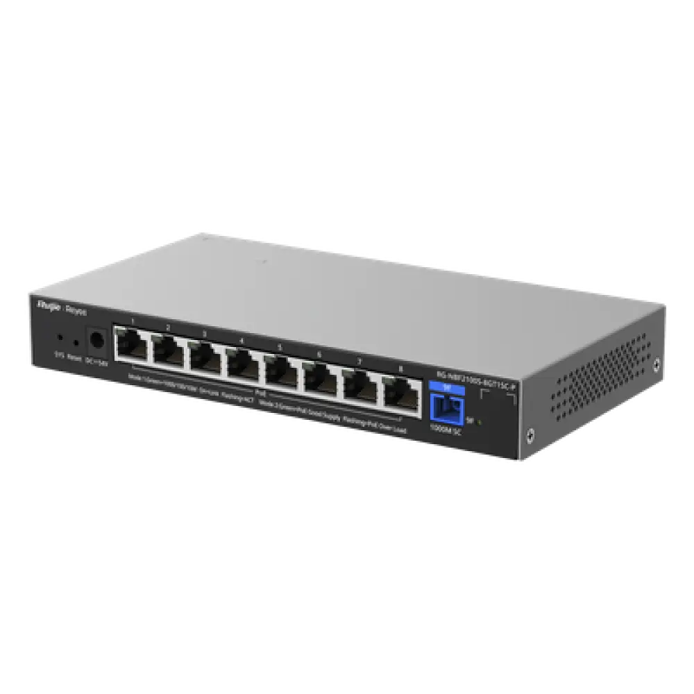 ONU/Switch PoE+ Híbrido / 1 Puerto PON 1G SC/UPC / 8 Puertos Ethernet 1G / 120W PoE+ / 18 Gbps / 7.95 x 4.25 x 1.10 in