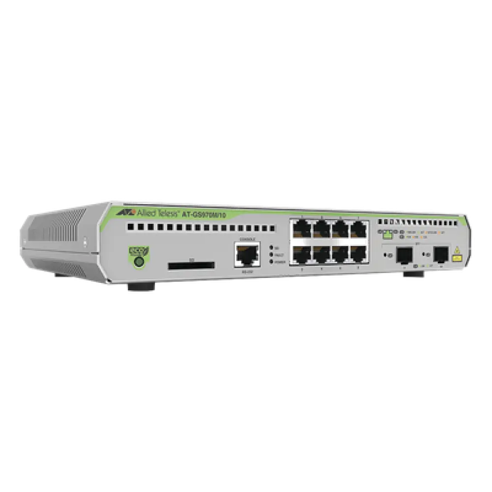 Switch Administrable Capa 3 / 8 Puertos RJ-45 10/100/1000 Mbps / 2 Puertos SFP Gigabit / 20 Gbps Switching Fabric / 1U Rack / 1.08 x 0.75 x 0.14 ft