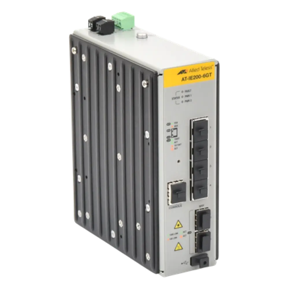 Switch Industrial Administrable Capa 2 / 4 Puertos Gigabit + 2 SFP / 8.93 Mpps / -40°C a 75°C / 12-48 VDC / 1.8 x 6.3 x 5.3 in