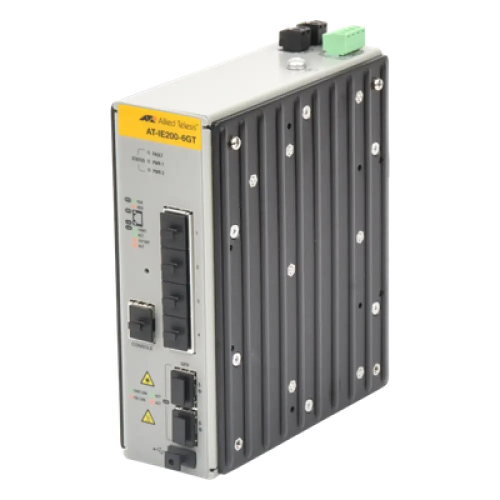 Switch Industrial Administrable Capa 2 / 4 Puertos Gigabit + 2 SFP / 8.93 Mpps / -40°C a 75°C / 12-48 VDC / 1.8 x 6.3 x 5.3 in