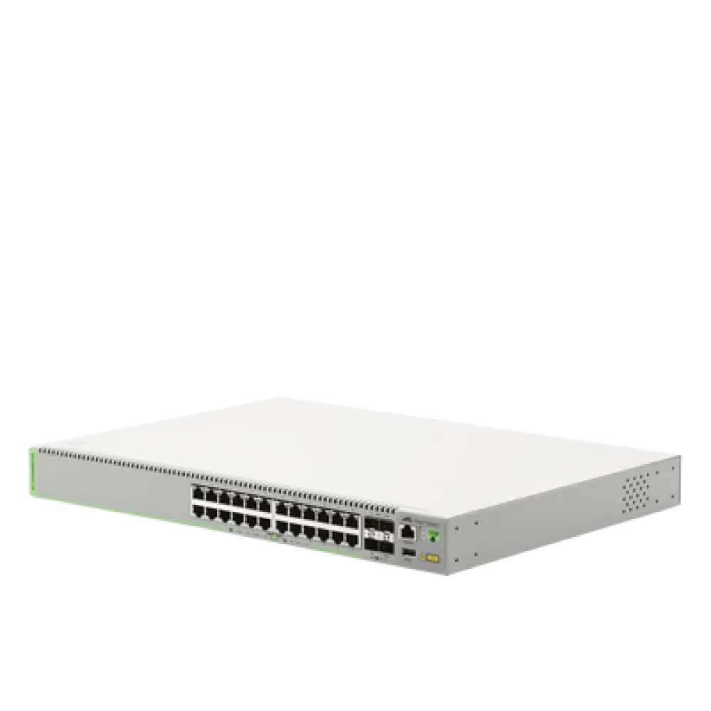(GS980MX/28) Switch Stack L3, 24 puertos 10/100/1000-T, 4 Puertos SFP+ 10G, Fuente de poder fija