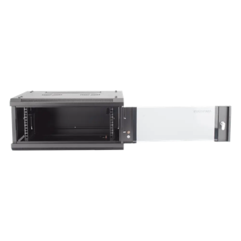 Gabinete de Montaje en Pared / 4 Unidades de Rack / 19" / Cristal Templado / Carga 40 kg / Acero / 600 x 450 x 281 mm