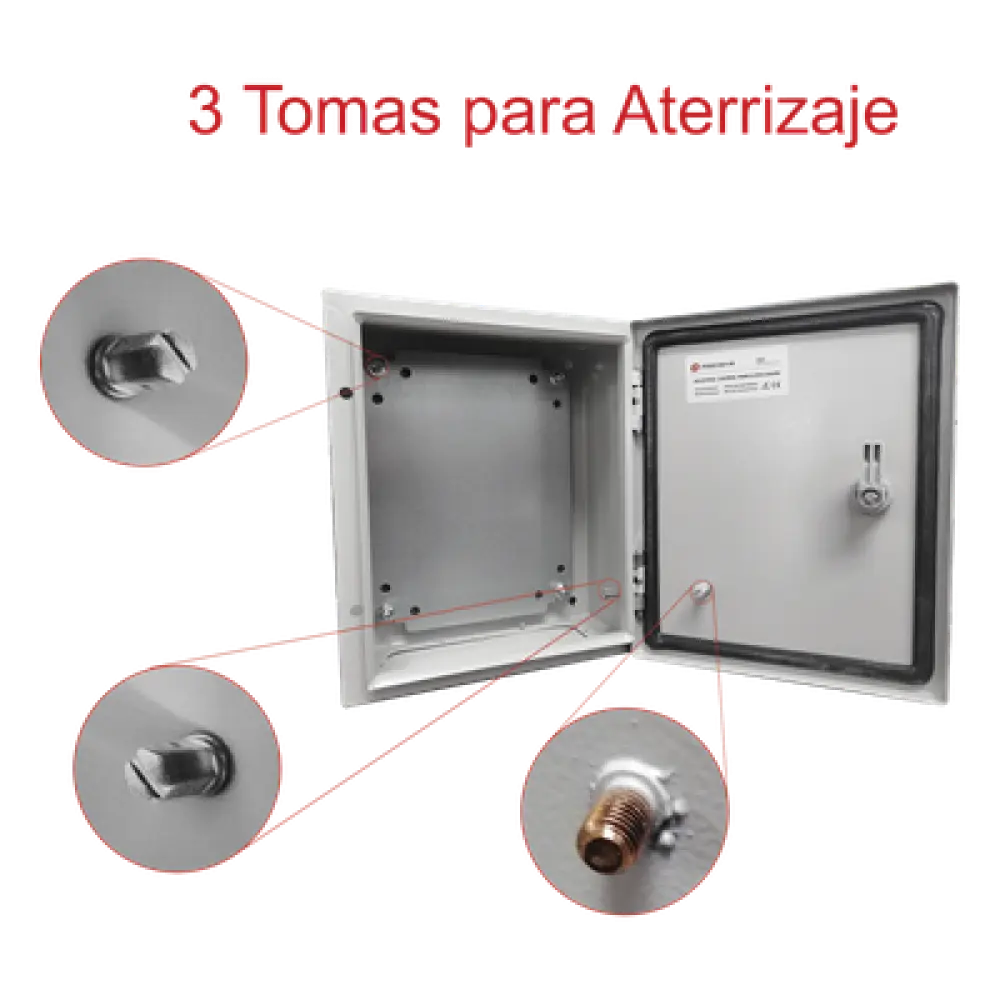 Gabinete de Acero IP66 / 400x400x200 mm / IK10 / Placa Trasera Galvanizada / Cierre con Llave / 15.7x15.7x7.9 in