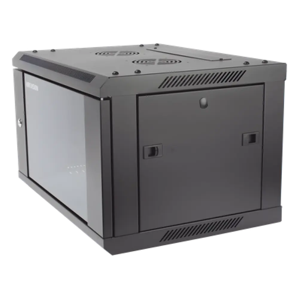 Gabinete de Montaje / 6 Unidades de Rack / 19" / Carga 40 kg / Puerta Cristal Templado / Pared o Piso / 600 x 368 x 450 mm (23.6 x 14.5 x 17.7 in)