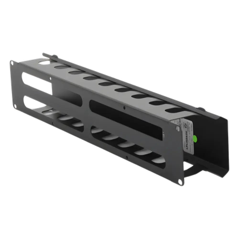 Organizador de Cables Horizontal / 2U para Rack 19" / Capacidad 125 Cables Cat5 / Cubierta Metálica / Acero con Pintura Electrostática
