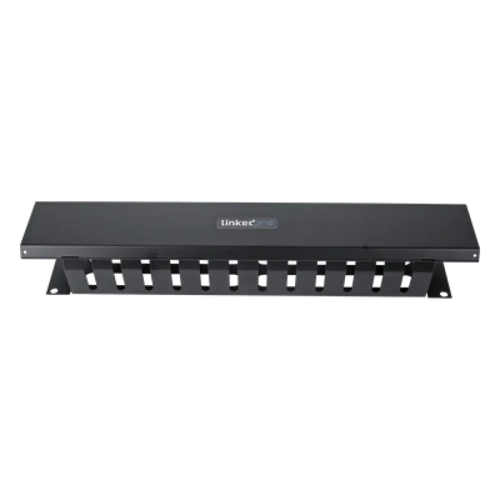 Organizador de Cables Horizontal / 2U para Rack 19" / Capacidad 125 Cables Cat5 / Cubierta Metálica / Acero con Pintura Electrostática