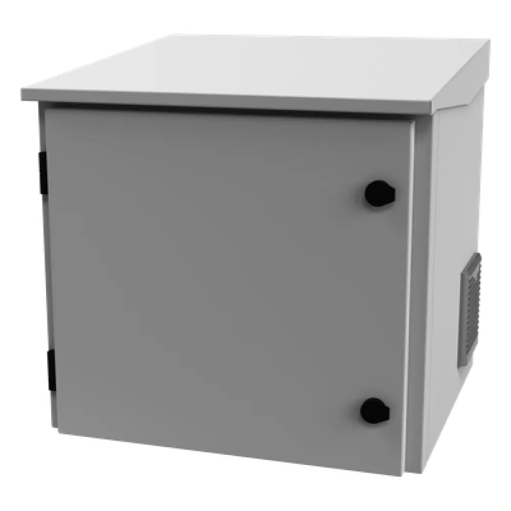 Gabinete de Exterior con Rack 19" / 9U / Ventiladores con Termostato Ajustable / Acero Galvanizado / Gabinete Armado