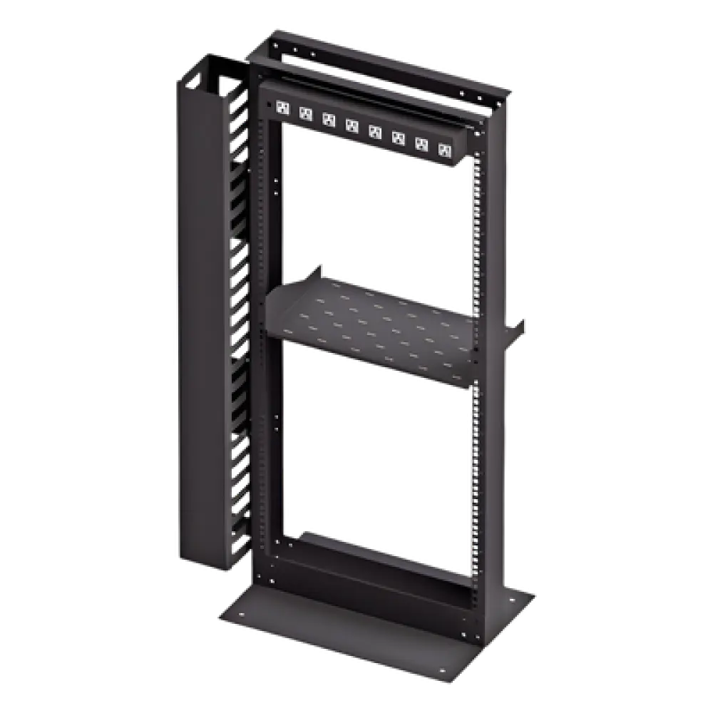 Kit Organizador de Rack / 24 Unidades / PDU 8 Conexiones / Gestión Vertical de Cables / Charola 2 Unidades / Tornillería Incluida