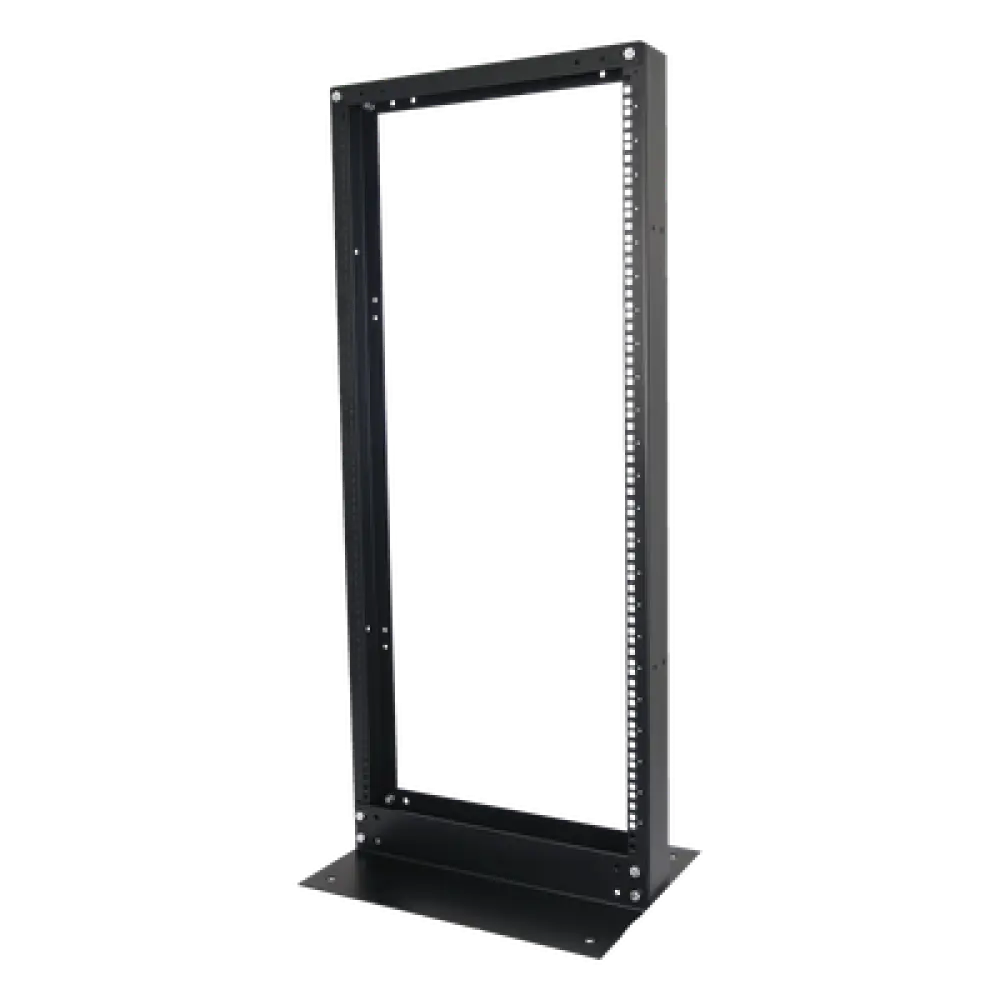 Rack de 2 Postes / 24 UR / 19" EIA-310D / Carga 460 kg / Base L para Piso / Acero Cal. 11 y 14