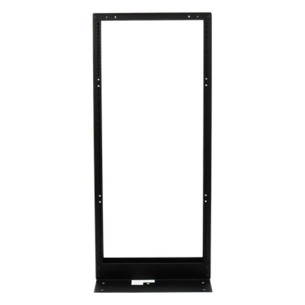 Rack de 2 Postes / 24 UR / 19" EIA-310D / Carga 460 kg / Base L para Piso / Acero Cal. 11 y 14
