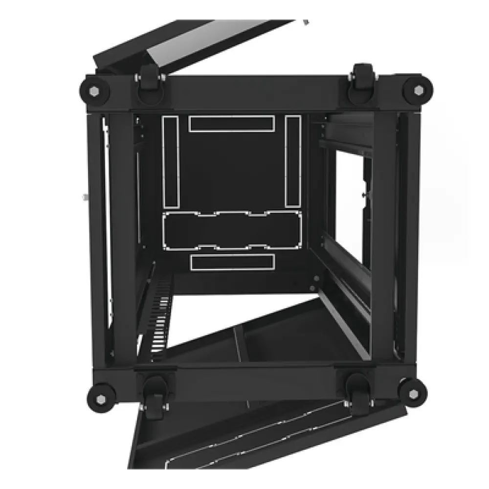 Gabinete de Piso 19in / 24UR / 600 mm Profundidad / Carga 532 kg / Puerta con Cristal Templado / Cierre 3 Puntos