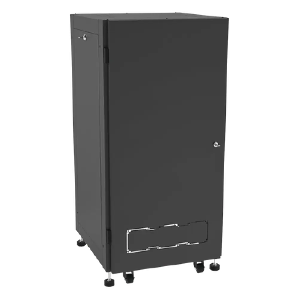 Gabinete de Piso 19in / 24UR / 600 mm Profundidad / Carga 532 kg / Puerta con Cristal Templado / Cierre 3 Puntos