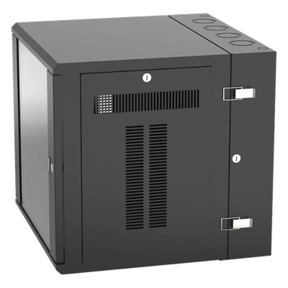 Gabinete de Montaje en Pared / 19in / 12 UR / 635mm (25in) Profundidad / Ventana de Seguridad / Acero y Vidrio Templado