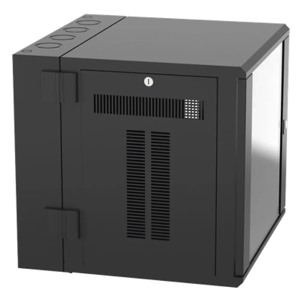 Gabinete de Montaje en Pared / 19in / 12 UR / 635mm (25in) Profundidad / Ventana de Seguridad / Acero y Vidrio Templado