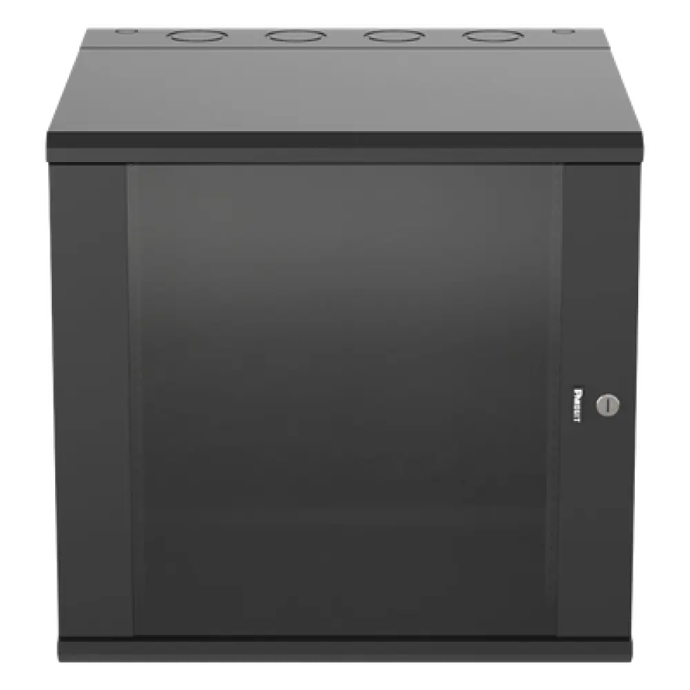 Gabinete de Montaje en Pared / 19in / 12 UR / 635mm (25in) Profundidad / Ventana de Seguridad / Acero y Vidrio Templado