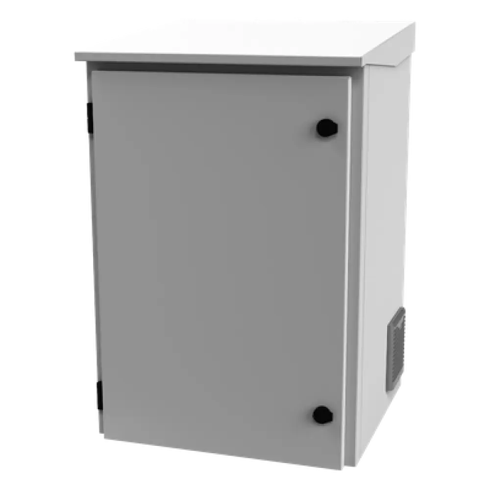 Gabinete Exterior IP / Rack 19" 16U / Acero Galvanizado / Ventilador con Termostato / Filtros Antipolvo / Aislante Térmico / Cerradura con Llave