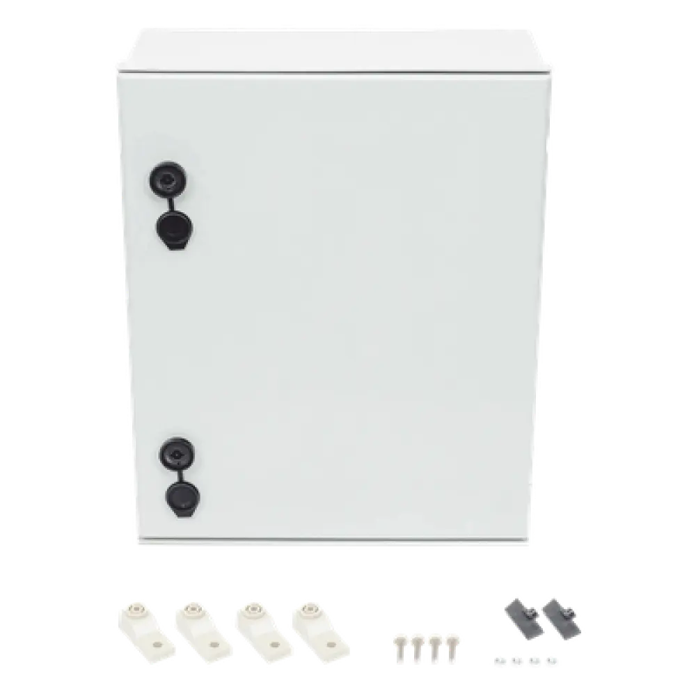 Gabinete de Poliéster IP65 / 400 x 500 x 200 mm / Carga 30 kg / Placa Trasera Incluida / Cerradura con Llave