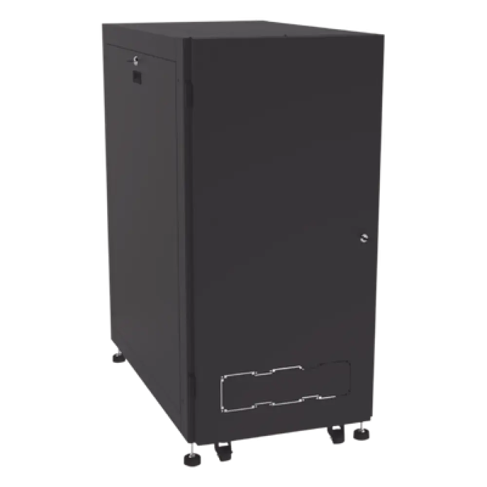 Gabinete de Piso para Telecomunicaciones / 24 UR / 600 x 1000 mm / Puerta con Cristal Templado / Cierre 3 Puntos / Postes Ajustables