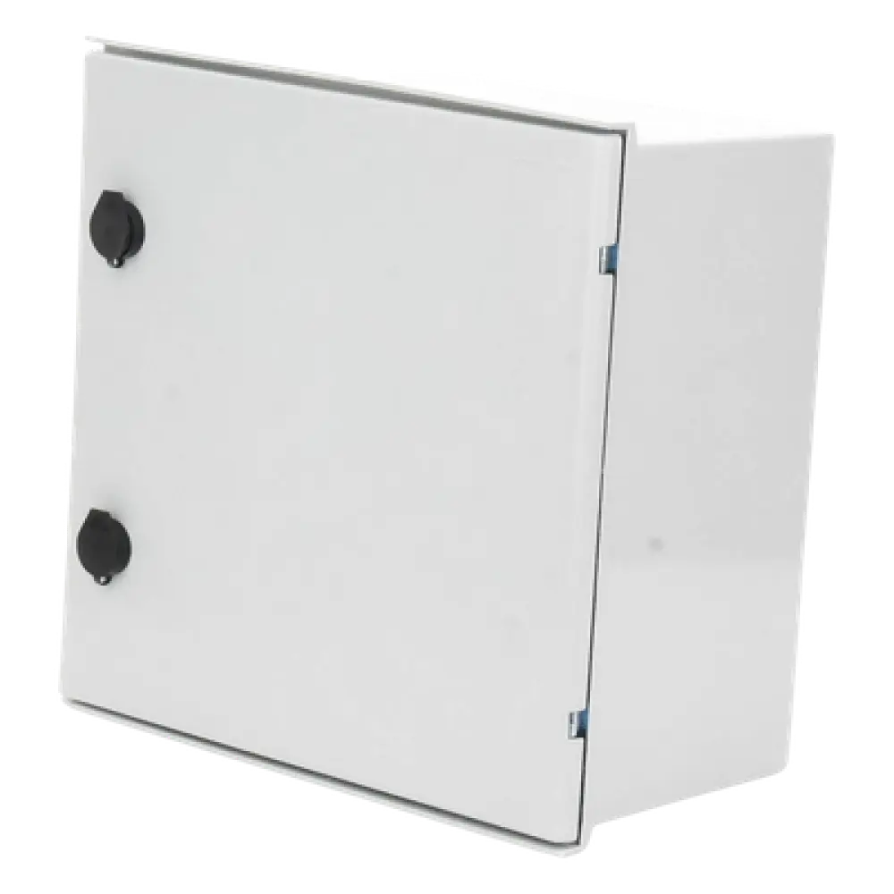 Gabinete de Poliéster IP65 / 400 x 400 x 200 mm / Carga 25 kg / Placa Trasera 307 x 386 mm / Cerradura con Llave / Uso en Intemperie