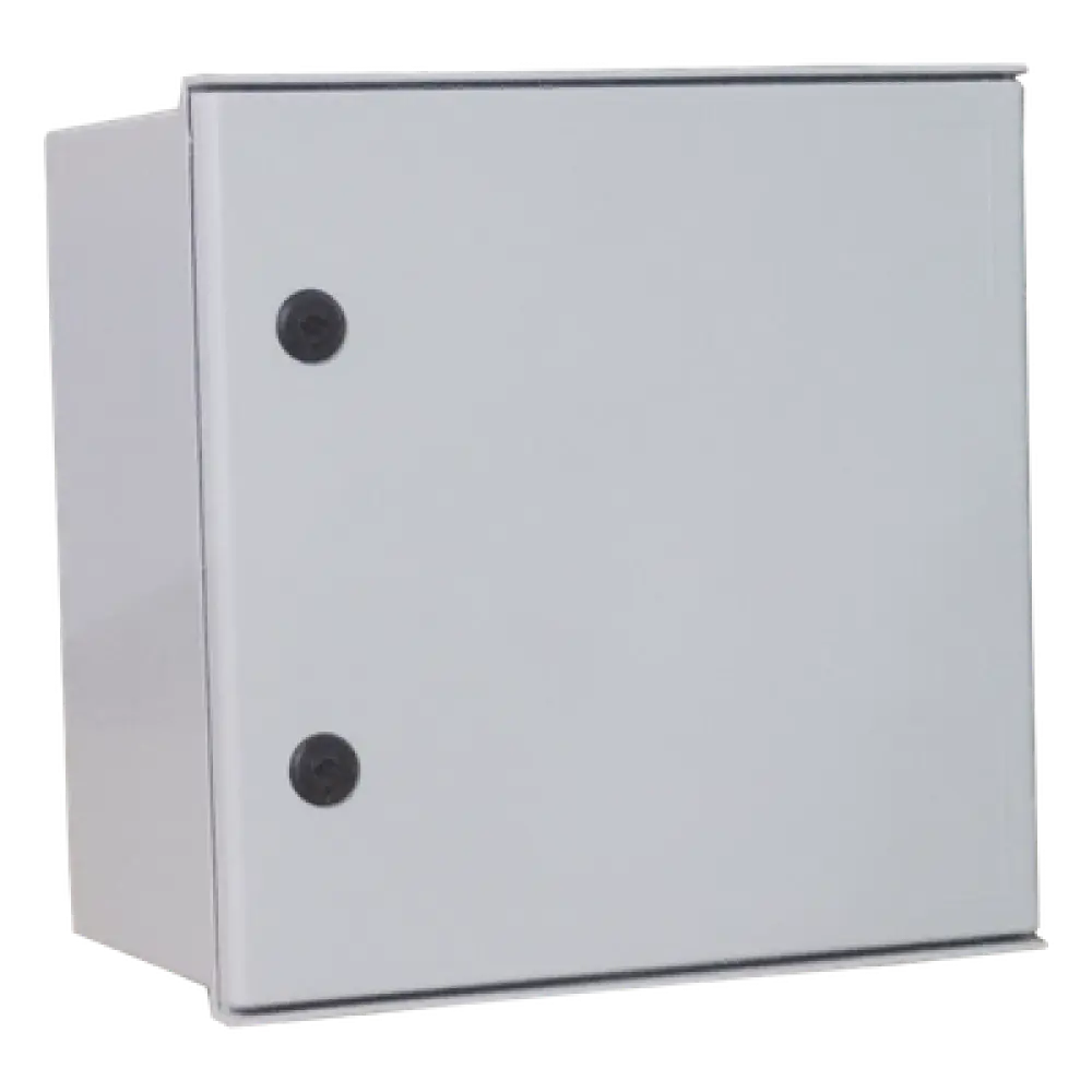 Gabinete de Poliéster IP65 / 400 x 400 x 200 mm / Carga 25 kg / Placa Trasera 307 x 386 mm / Cerradura con Llave / Uso en Intemperie