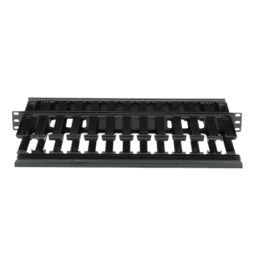 Organizador de Cables Horizontal / Doble Frontal y Posterior / Rack 19in / 1UR / ABS Monolítico / Categoría 5e/6