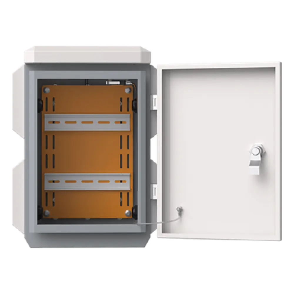 Gabinete de Protección IP / Acero SPCC / 180 x 340 x 160 mm / IP55 / Rieles DIN / Montaje Vertical u Horizontal / 4 Placas Laterales Externas