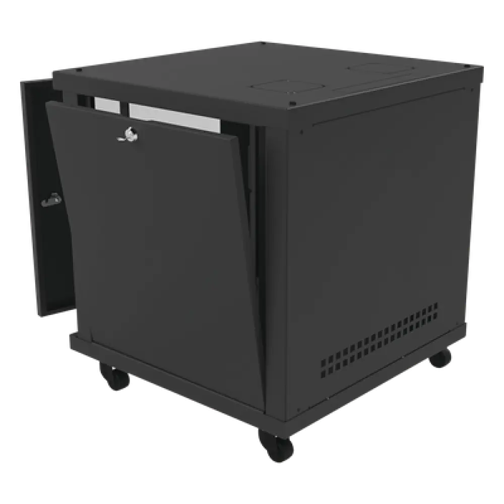 Gabinete de Piso / 12UR / 638 mm Profundidad / 276 kg Carga / Acero ANSI/TIA RS-310-D / Puerta Cristal Templado
