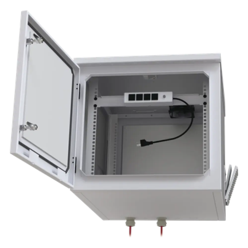 Gabinete Exterior para Rack / 9 UR / Profundidad 705 mm (2.3 ft) / IP54 / Acero Calibre 18 / Ventilador y Termostato / Aislante Poliuretano