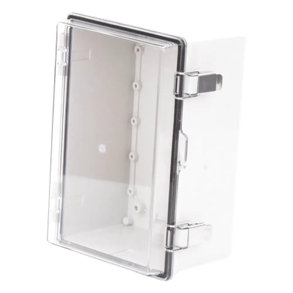 Gabinete Plástico ABS / IP66 / Puerta Transparente Policarbonato / 190 x 290 x 140 mm / Cierre Broche Inoxidable / Compatible Candado Perno 5 mm