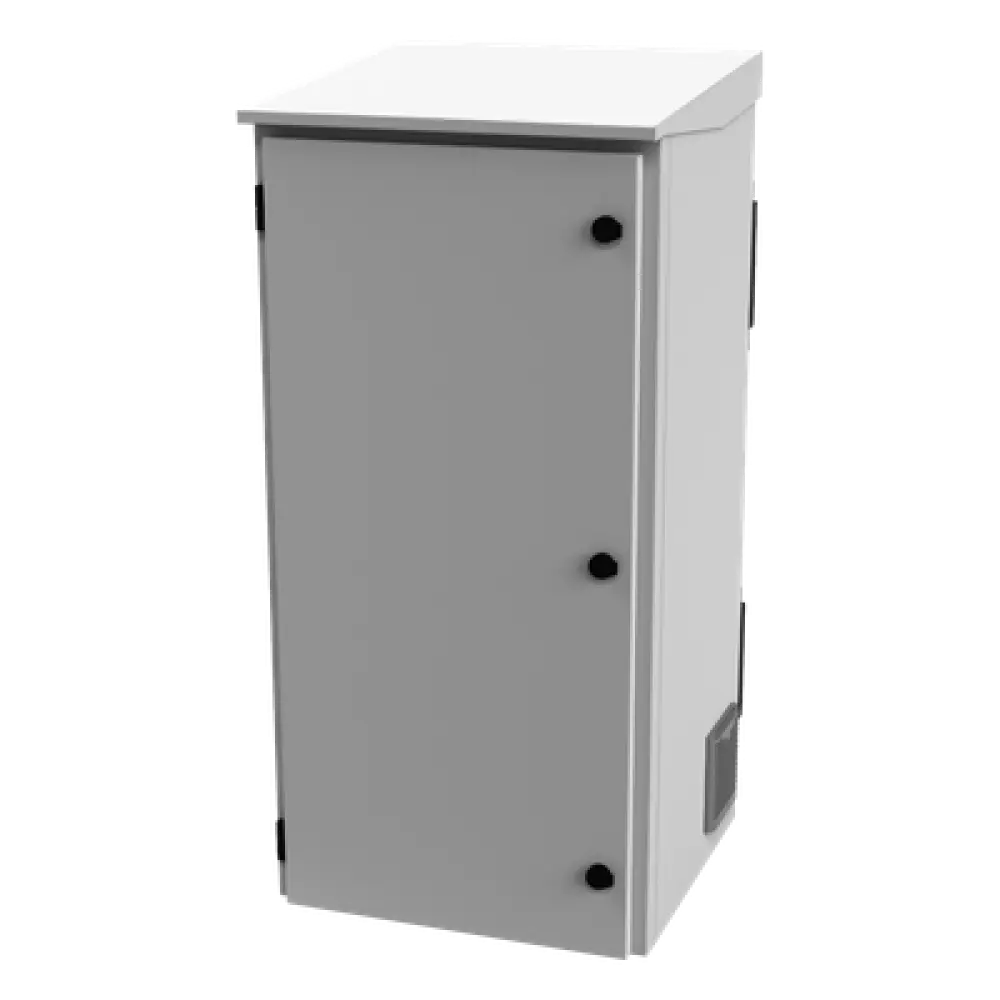 Gabinete Exterior IP / Rack 19" 24U / Ventiladores con Termostato / Acero Galvanizado / Filtro Antipartículas / Cerradura Doble
