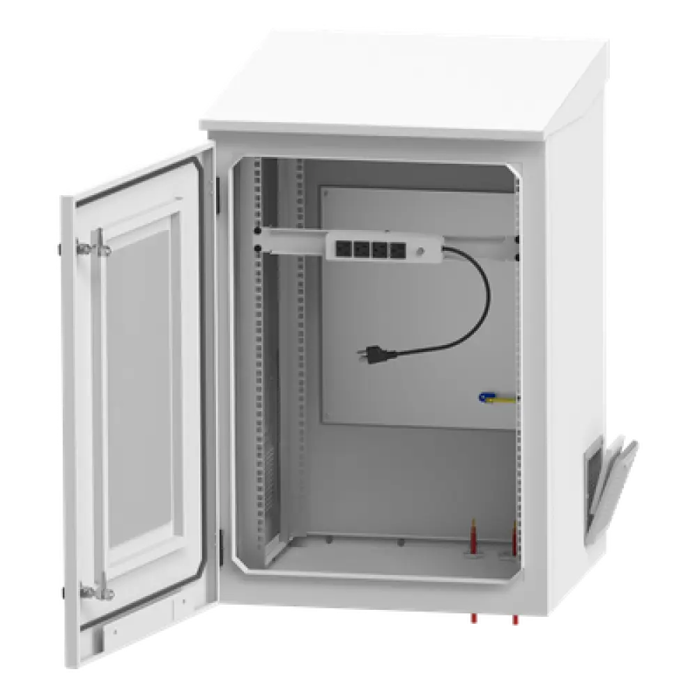 Gabinete Exterior IP / Rack 19" 24U / Ventiladores con Termostato / Acero Galvanizado / Filtro Antipartículas / Cerradura Doble