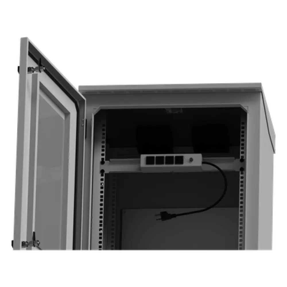 Gabinete Exterior IP / Rack 19" 24U / Ventiladores con Termostato / Acero Galvanizado / Filtro Antipartículas / Cerradura Doble