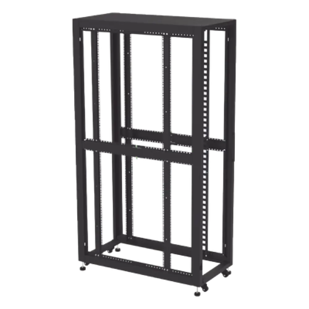 Gabinete de Piso para Telecomunicaciones / 45 UR / 1200 mm (3.94 ft) Profundidad / Carga 1300 kg / Puerta con Cristal Templado / 4 Postes Ajustables