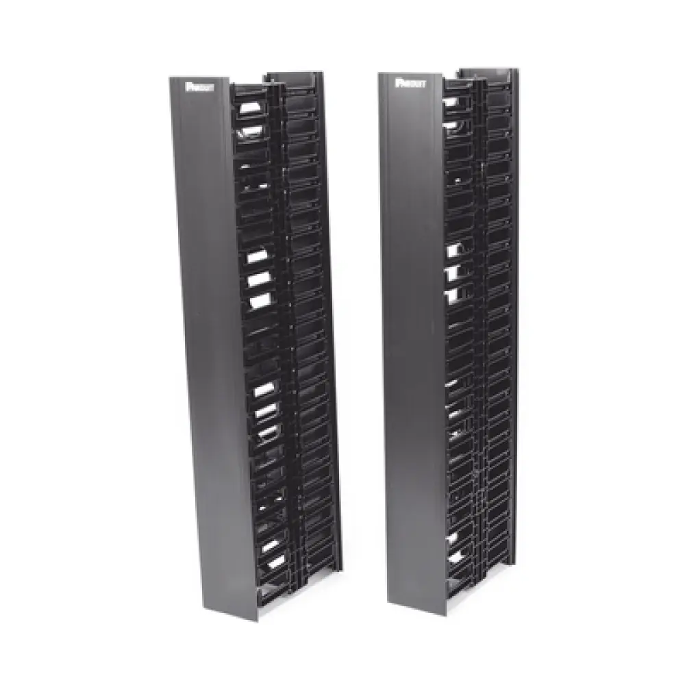 Organizador de Cable Vertical / 45 Espacios de Rack / 6.9 pies de Alto / 131 Cables CAT6 / Frontal Sencillo / ABS Negro