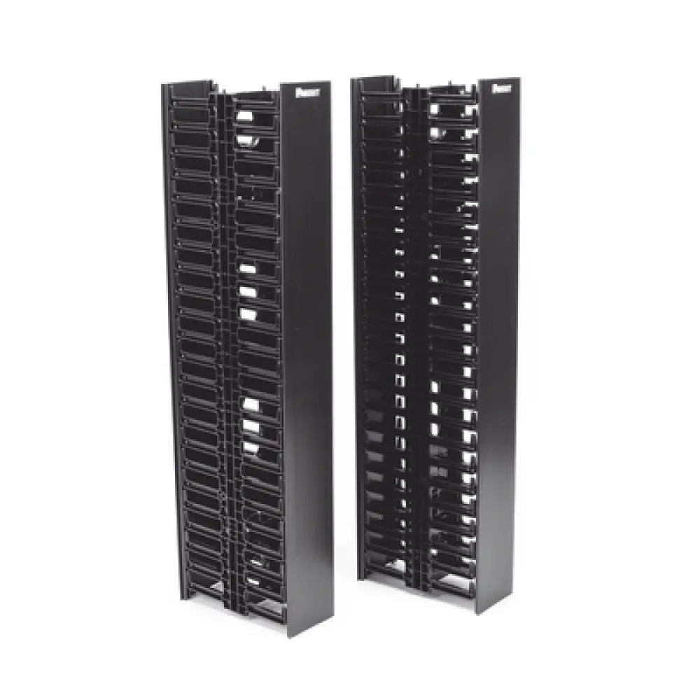 Organizador de Cable Vertical / 45 Espacios de Rack / 6.9 pies de Alto / 131 Cables CAT6 / Frontal Sencillo / ABS Negro