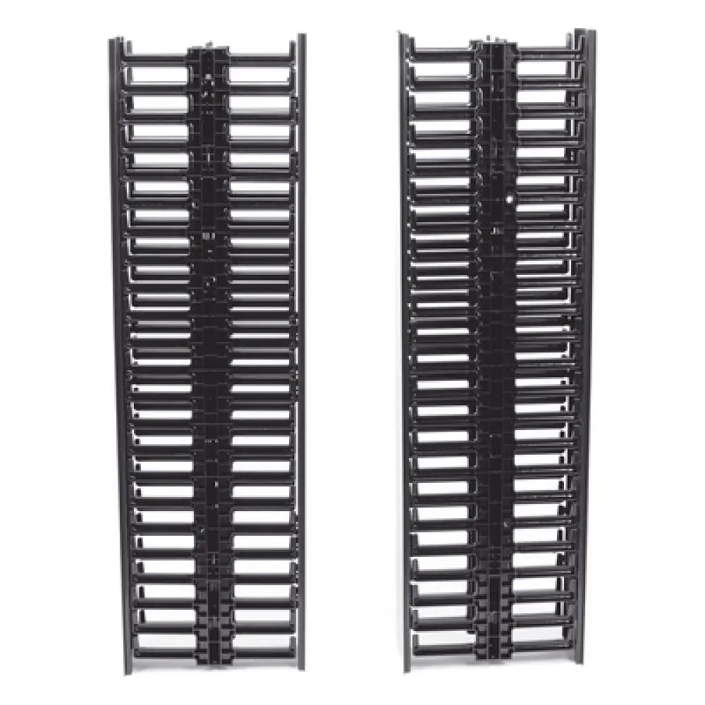 Organizador de Cable Vertical / 45 Espacios de Rack / 6.9 pies de Alto / 131 Cables CAT6 / Frontal Sencillo / ABS Negro